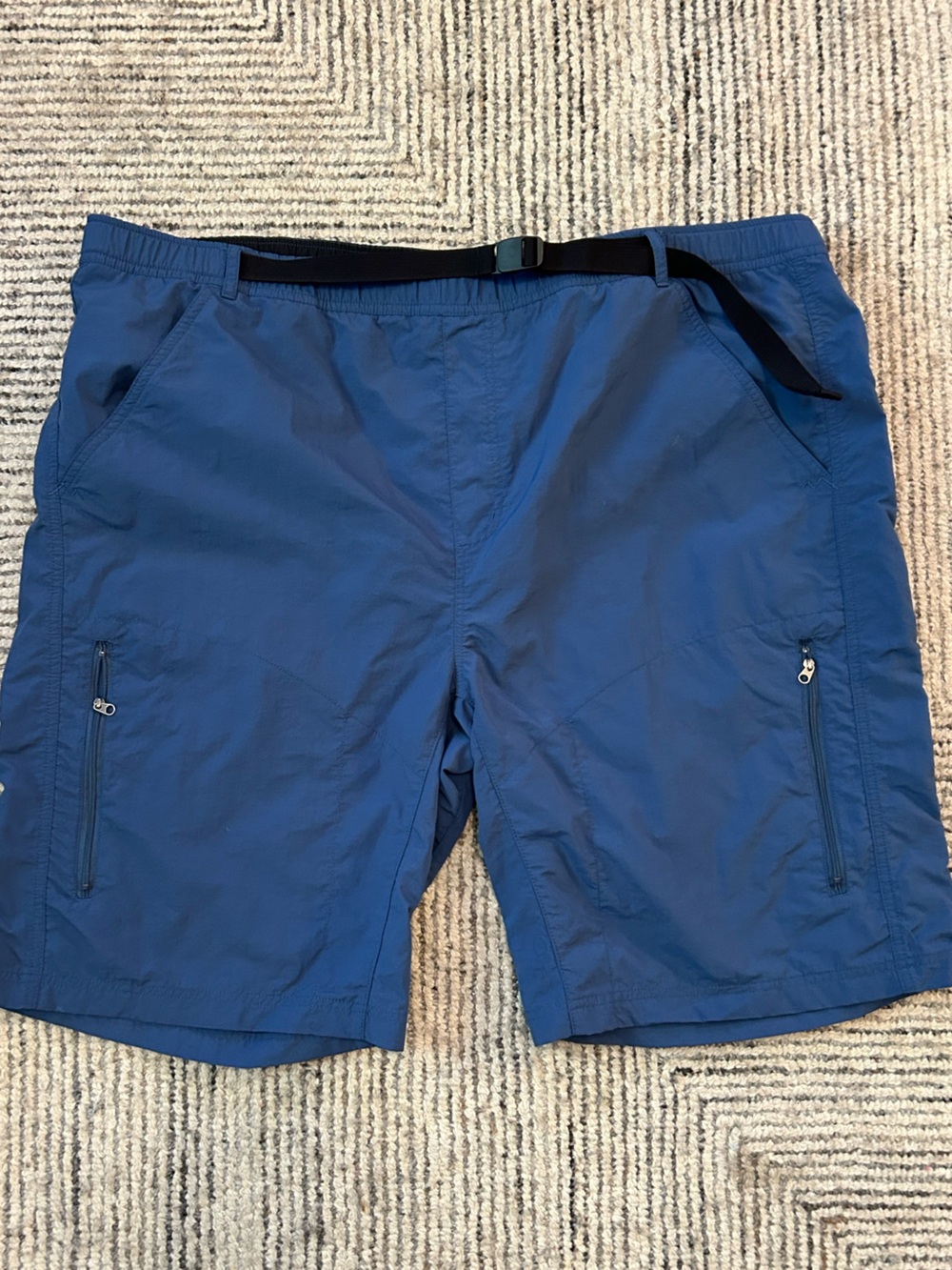 REI Men's Co-op Blue Outdoor Performance Shorts Ripstop belt Size XXL 2X UPF 30